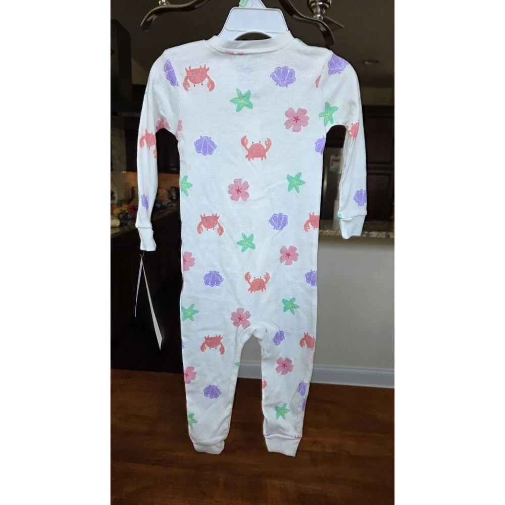 Carter's Bedtime Girl Sea Critters 100% Cotton 1-Piece Pajama 18mos New